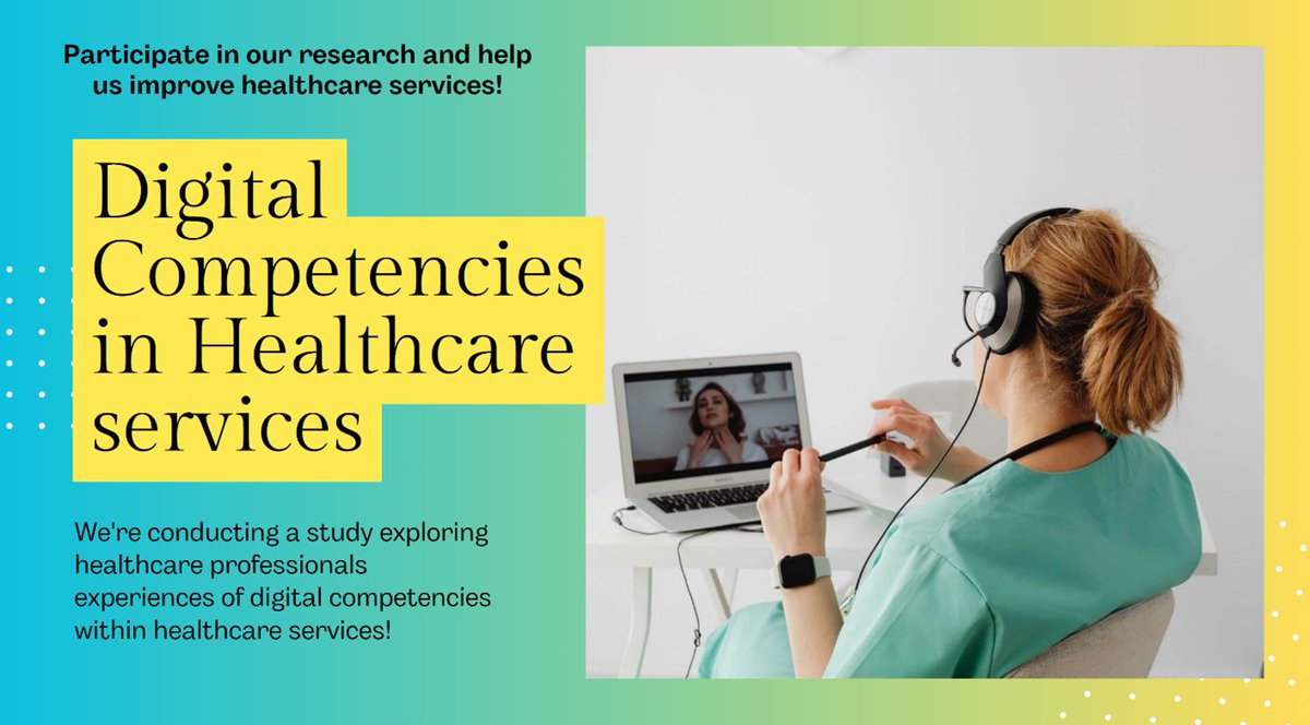 📢Calling all healthcare professionals!📢
Your expertise is crucial in shaping the future of healthcare – participate in our online study and share your insights on digital competencies: tinyurl.com/3aajsxht 

#HealthcareInnovation #HealthcareProfessionals