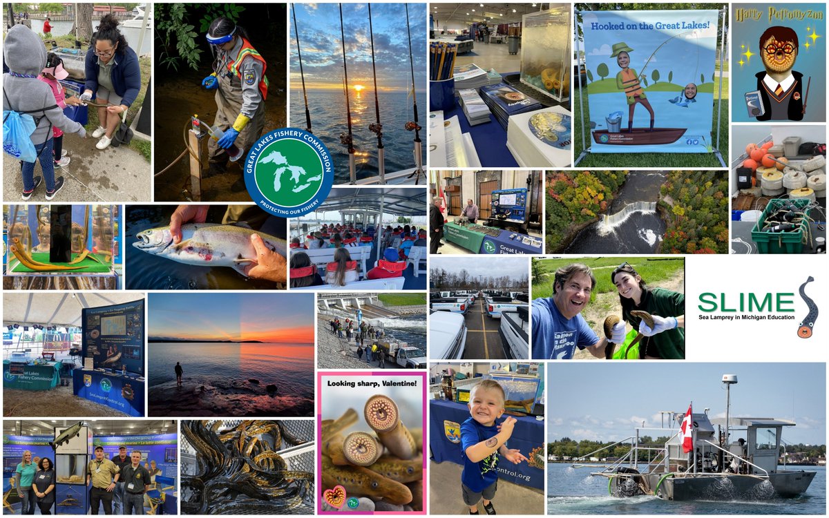 LampreyControl's tweet image. Oh what fun (and how busy) the year has been! Take a look at some of the events, projects, and activities the GLFC was a part of in 2023.
#GreatLakes #GreatLakesSci #lookingback #sealamprey #scicomm