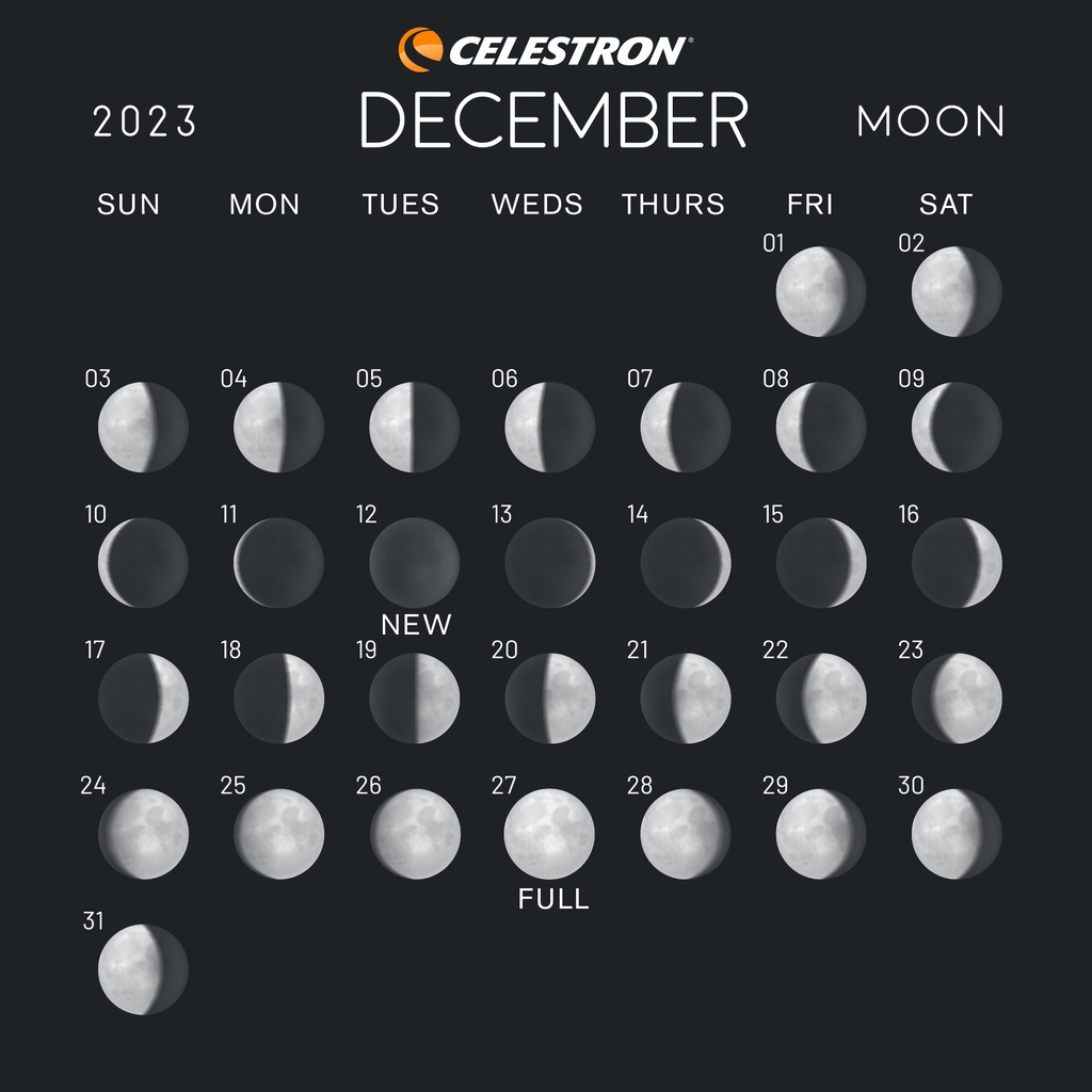🌕✨ The final 2023 lunar calendar is here! 📅🔭 Sprinkle in a few observing nights this December. 🌌✨ #StargazingSeason #LunarCalendarFinale #AstronomyAdventures