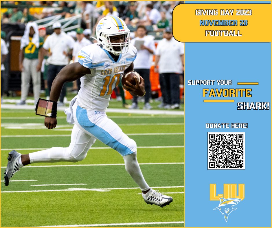 Help support our team with a donation to your favorite player/coach. All donations specifically help to fund LIU Sharks Football. Visit the link to donate. Thanks for your support! fundraise.givesmart.com/vf/2023SHARKNA…