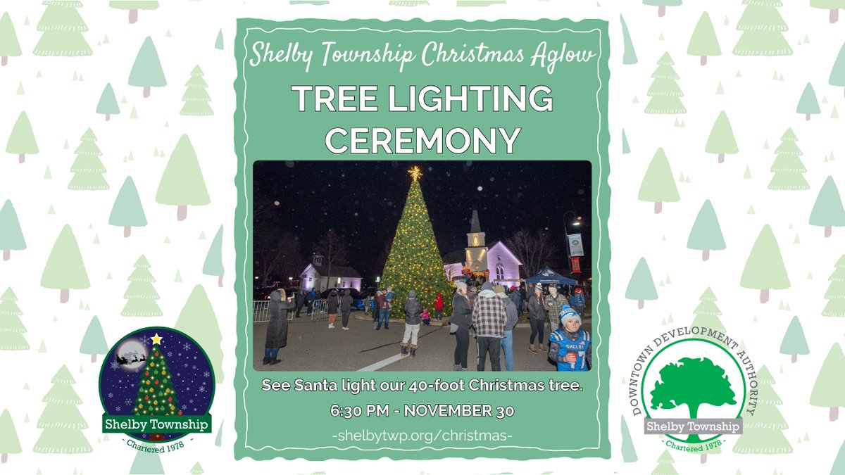 We can't wait to see you this Thursday at 6:30 p.m. at Christmas Aglow as Santa helps light the township tree! You won't want to miss out on seeing the 264 strands of lights 🎅🎄 

Find out more at shelbytwp.org/christmas.