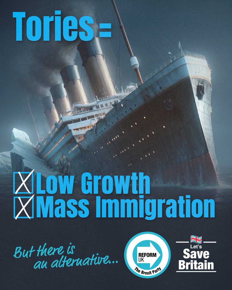 reformparty_uk's tweet photo. Tories = Mass Immigration &amp; Low Growth.

Reform UK = Net Zero immigration &amp; High Growth.

Only Reform UK can save Britain 🇬🇧 https://t.co/ivHRaEOufj