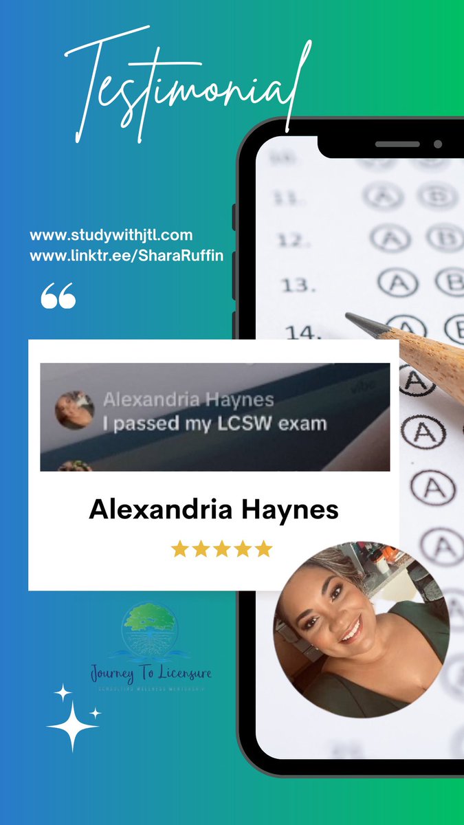 🌟 Big congrats, Alexandria Haynes, on acing your clinical exam! 🎓 Your dedication in our TikTok sessions paid off. Your journey to LCSW is truly inspiring. Here's to your bright future in social work! 💫 #LCSWSuccess #MentorshipMatters #SocialWorkJourney #socialworkertwitter
