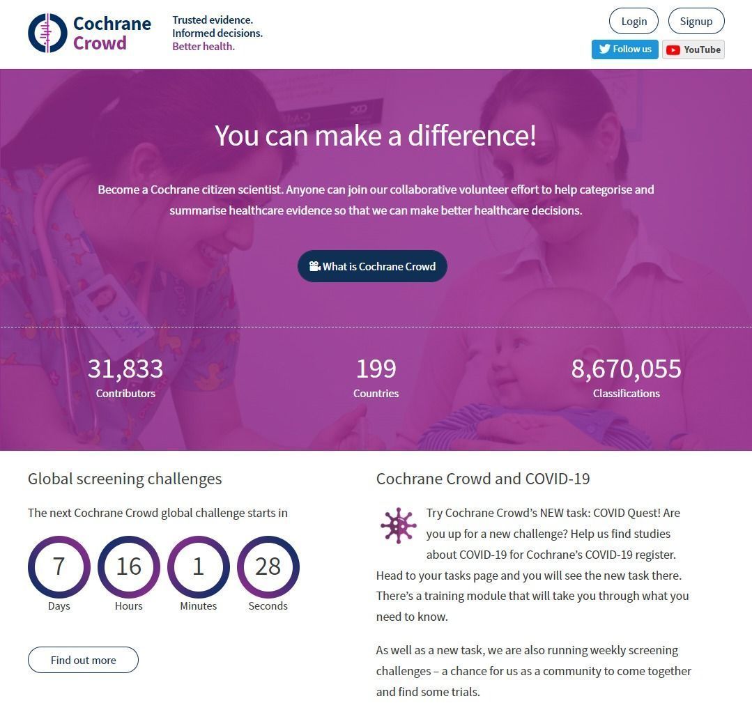 Cochrane_DE's tweet photo. Morgen startet das Forum #CitizenScience an der @UniFreiburg! Anlass fΓΌr uns, auf das internationale Citizen-Science-Projekt von Cochrane, die #CochraneCrowd hinzuweisen. Was sich dahinter versteckt? Erforscht es selbst: https://t.co/Gmjtu2rOhU
#ForumCS @mitforschen https://t.co/aPtn2Ijquv