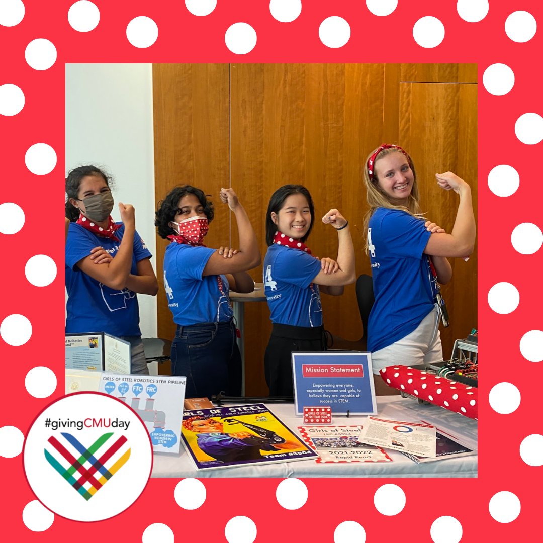 Today is the day! It’s #GivingTuesday - and your gift of any amount matters to all of us. Donate to help us raise money for robot parts this year as we prepare for the 2024 FIRST Robotics Competition Season!

givingcmuday.cmu.edu/campaigns/uni-…

#frc #girlsinstem #cmugivingday