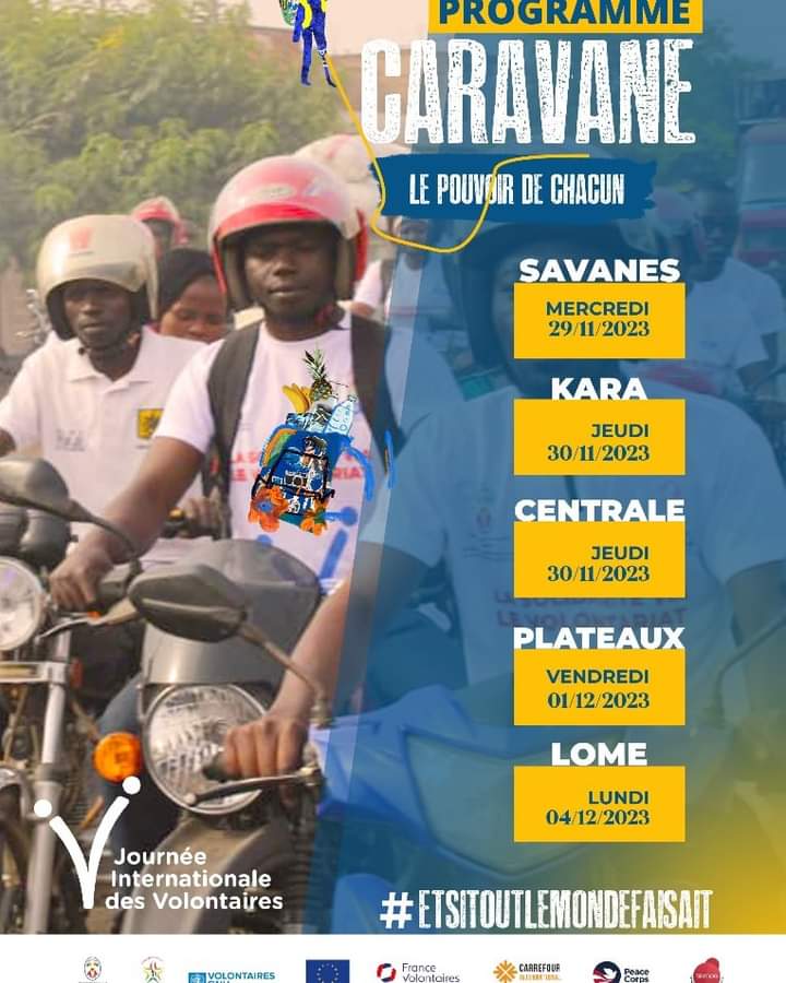DiengMarieme2's tweet photo. #topdépart pour la #CaravaneNationaleduVolontariat au Togo.
📣📣une caravane nationale du volontariat et de l'inclusion sociale organisée par @unvtogo 
@anvt_togo du 29 novembre au 04 décembre 2023.
#Caravane
#JIV2023
#EtSiToutLeMondeFaisait
#UNVTogo
#VNUSenegalGambie https://t.co/DwKJU7QPvS
