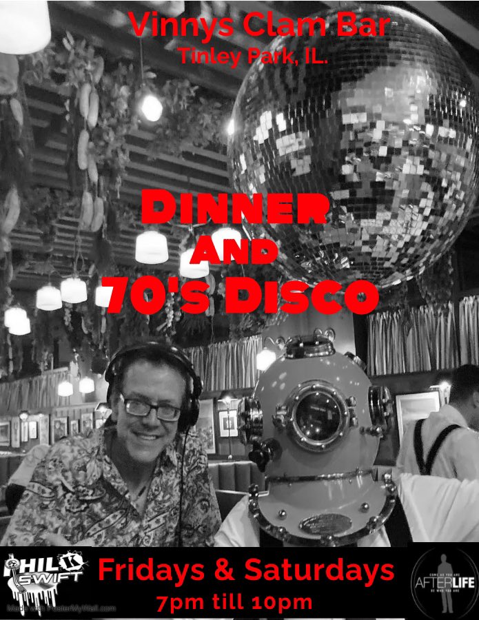 #dinner #disco #dj #philkswift #vinnysclambar #afterlife #tinleyparkillinois #tinleypark #nightlife #dance #dancing #soul #funk #fun #djphilkswift #illinois #chicago #chicagoland #friday #saturday #70s #80s #ilovedisco #discodj #thediscodj