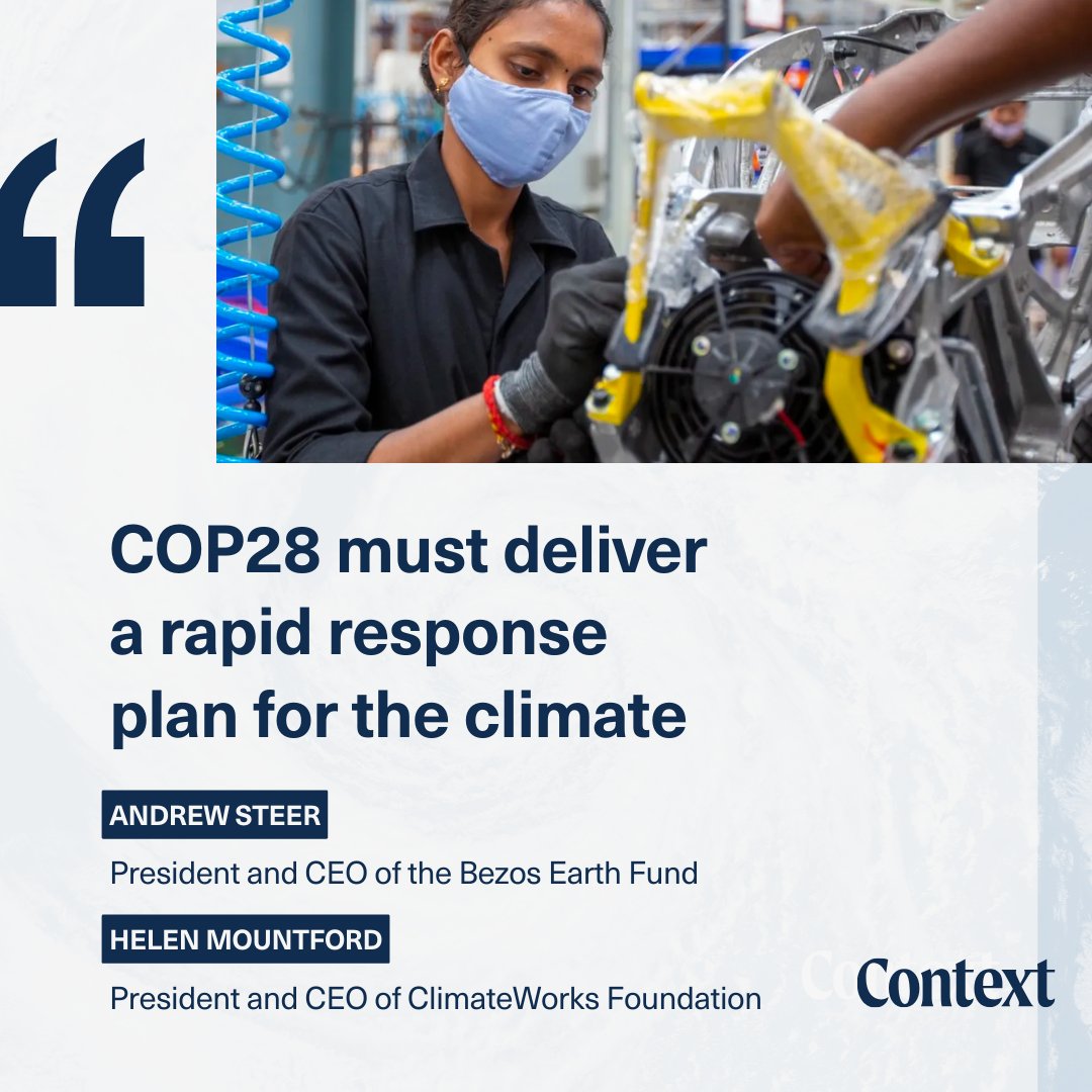 🗣 Opinion: Incremental action can't solve the climate crisis - at #COP28, leaders need to accelerate the exponential change already underway. @DrAndrewSteer of @BezosEarthFund and @HMountford4 of @ClimateWorks explain why COP28 is the time to respond: context.news/net-zero/opini…