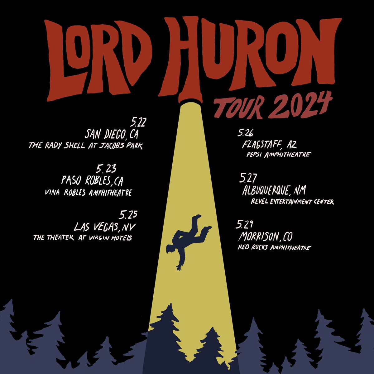 Lord Huron hits the western highways this May, leading up to their annual shindig at Red Rocks on May 29th. Sign up now for access to the fan presale kicking off tomorrow at 10am MST; public onsale takes place Friday at 10am MST. Find more info at lordhuron.com/tour