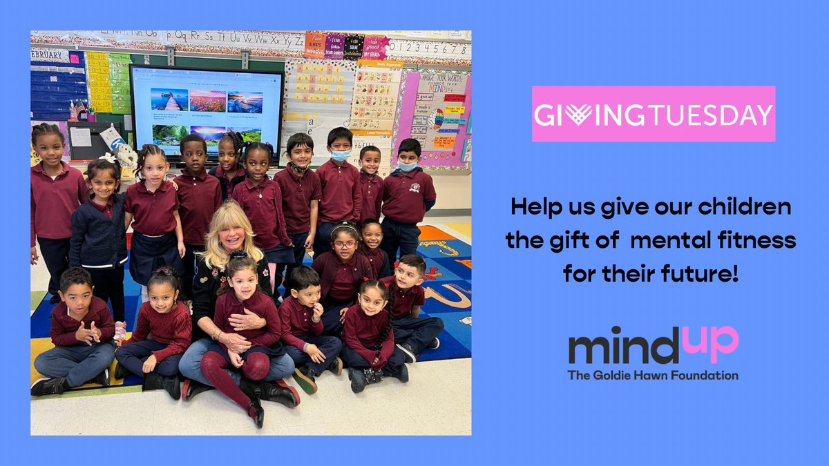 MindUP's tweet image. Today is #Giving Tuesday, a movement that inspires millions of people to give, volunteer, and celebrate generosity. We would be deeply grateful if you would like to support #MindUP in creating greater mental fitness to help children thrive. To donate please visit