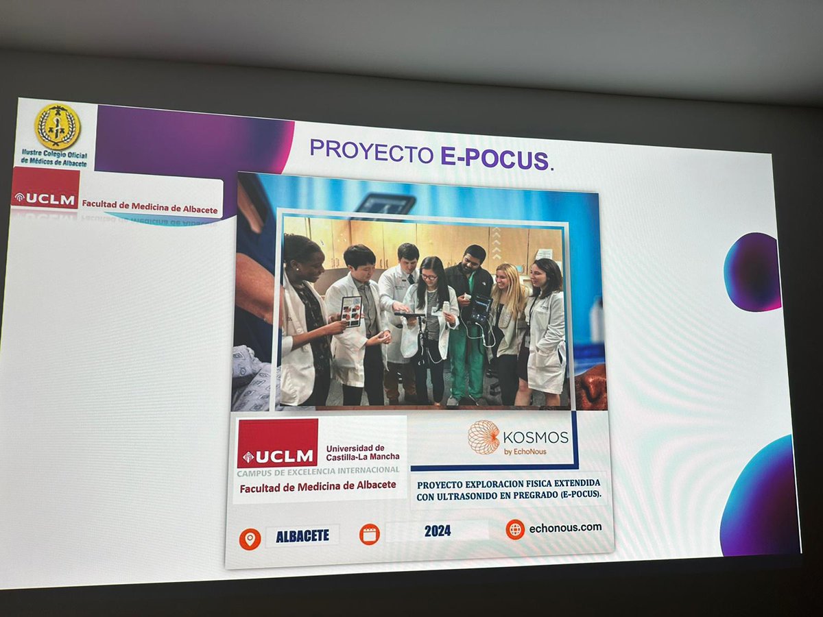 COMAlbacete's tweet image. Nueva tarde de lleno absoluto en curso 
"Ecografía a pie de cama" del @COMAlbacete. Los MIR de @albacetesanidad se forman en exploración física con ecógrafos de última generación. Se ha presentado proyecto E-Pocus, formación de pregrado que se iniciará en enero 2024 @MedicinaAB