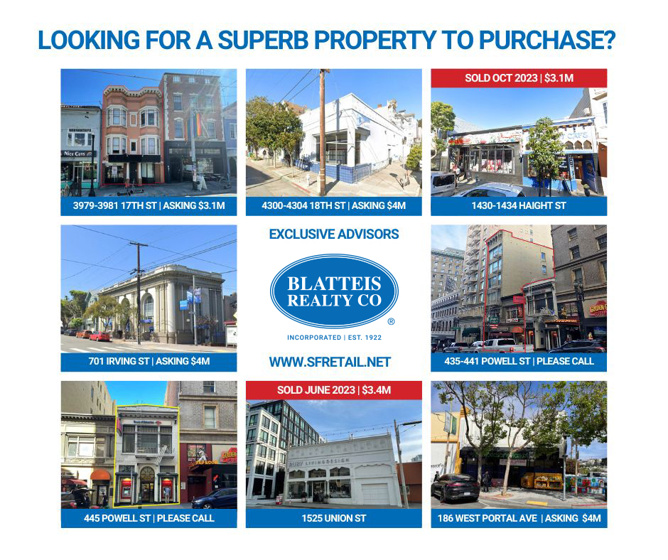 These buildings and more are available for sale throughout San Francisco. Visit sfretail.net for more info. #forsale #buildingsforsale #investmentopp #investmentopportunity #sanfrancisco #castro #innersunset #unionsquare #westportal #realestate #commercialrealestate