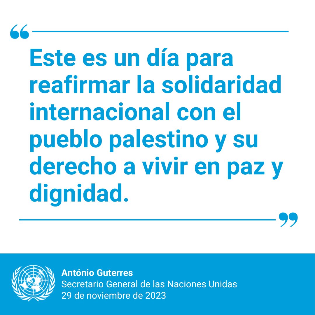 En el Día Internacional de Solidaridad con el Pueblo Palestino, este martes, <a href="/antonioguterres/">António Guterres</a> enfatiza la necesidad urgente de un alto el fuego humanitario a largo plazo, acceso irrestricto a la ayuda y la liberación de todos los rehenes.

un.org/es/internation…