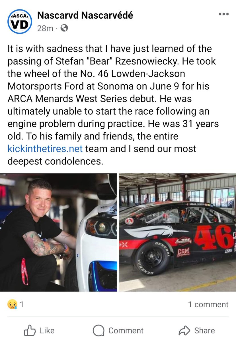 Death Obituary News ARCA Menards Series Driver Stefan Rzesnowiecky