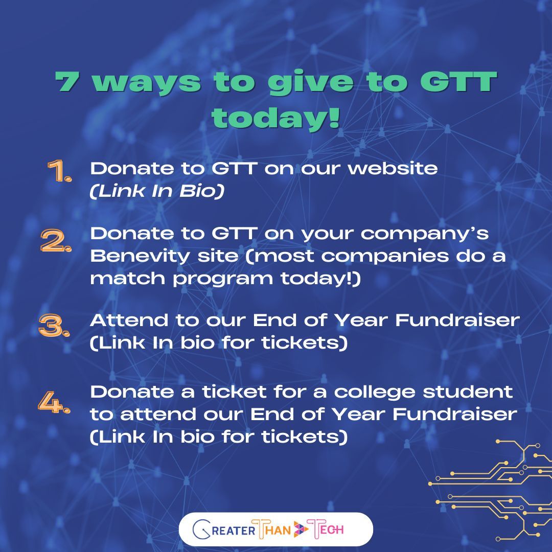 greaterthantech's tweet photo. Happy Giving Day! 🤝 Today is a special day dedicated to giving back to our communities and helping those in need. It's a day to spread kindness and positivity, and make a difference in the world around us. 🌎
#STEM #WomeninSTEM #GirlsandSTEM #GivingDay #GivingTuesday https://t.co/j1lGk4vul3