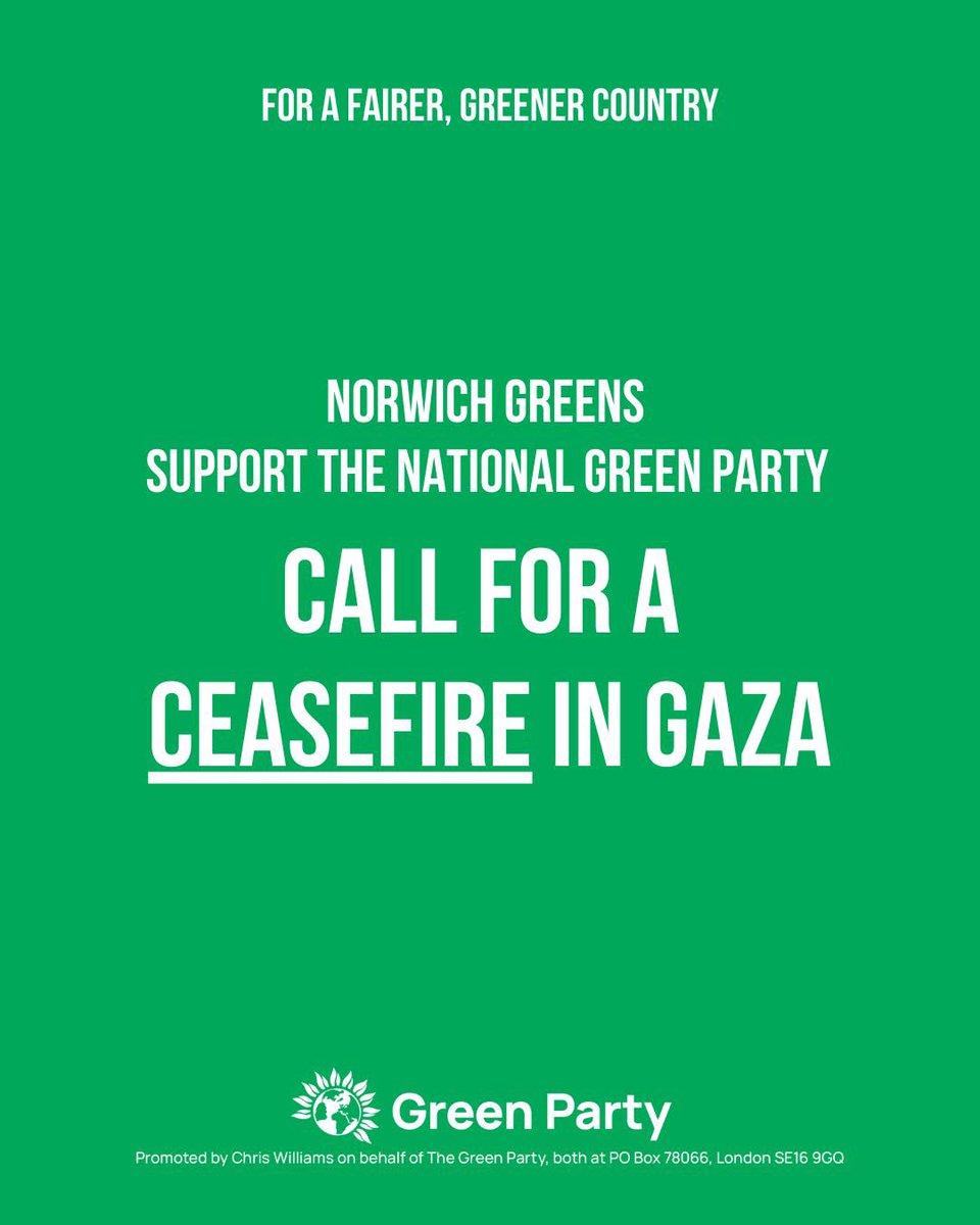 NorwichGreens's tweet image. Norwich Greens call for a ceasefire in Gaza and are shocked to see members of the public removed from tonight's full council meeting.

We demand that the council answers their questions, and backs calls for a ceasefire.

Our full statement on Gaza: norwich.greenparty.org.uk/2023/11/19/gre…