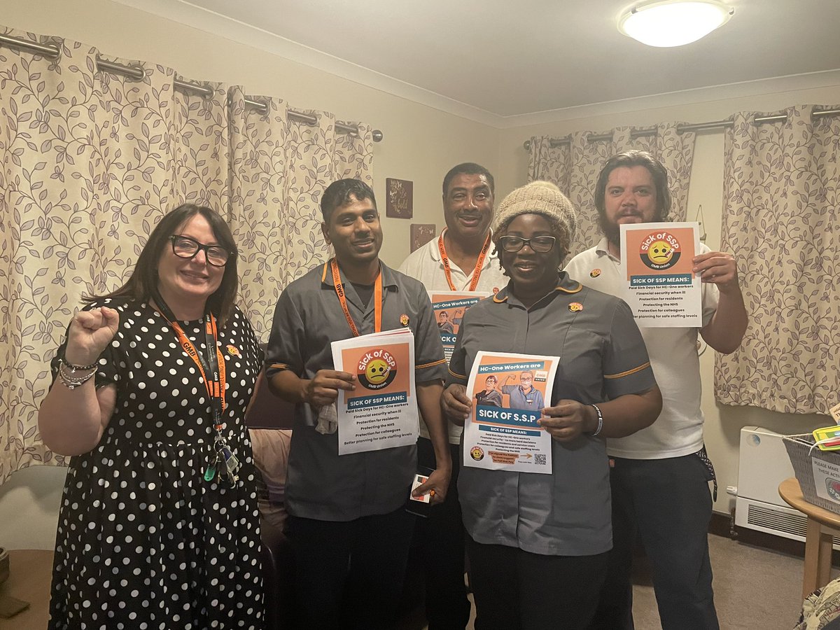 RHarrisonGMB's tweet photo. Night shift at Holmwood HC One. Lots of support for GMBs Sick Pay Petition. #SickofSSP #sickpaynow https://t.co/nrh7NiUyiL