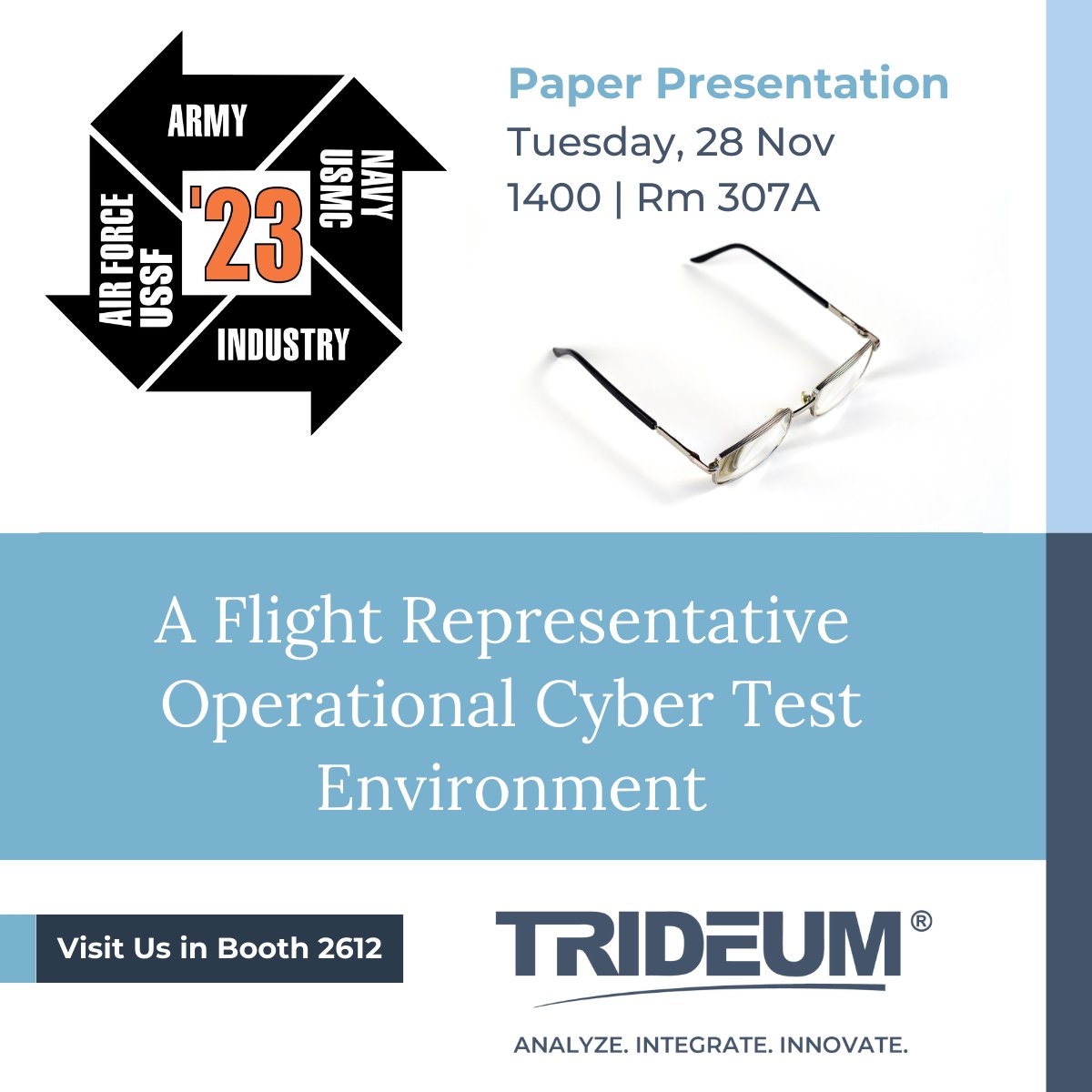 A new paper, "A Flight-Representative Operational Cyber Test Environment,"  is being introduced at <a href="/iitsec/">I/ITSEC</a> at 1400 today, 28 Nov, in room W307A. Learn how RTC developed a flight-representative environment to immerse Army systems into cyber test environments. #IITSEC2023