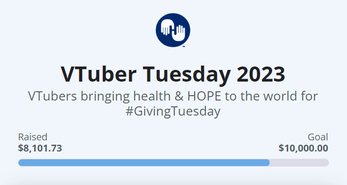 projecthopeorg's tweet photo. We are in the final hours of #VtuberTuesday. And there is still time to reach our $10,000 goal!

Gather together, friends - lets bring health &amp; HOPE this #GivingTuesday.

https://t.co/BVPv0Nggj3 https://t.co/Vk69ZhPG6J