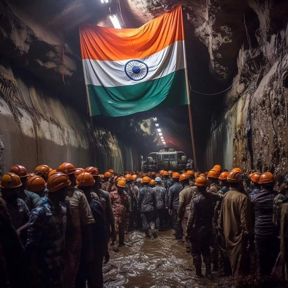IndiaMarket_App's tweet photo. All 41 trapped workers out as 400-hour #Uttarakhand tunnel rescue ends in success. 

#india #socialmedia #rescue #operations https://t.co/RiJrYddMYi