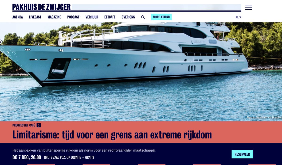 📢Progressief Cafe over het limitarisme, naar aanleiding van het nieuwste boek van <a href="/IngridRobeyns/">Ingrid Robeyns @ingridrobeyns@bsky.social</a>. Waarom is het ethisch verantwoord om een grens aan extreme rijkdom te stellen? Kom luisteren en meepraten. 7 december in <a href="/De_Zwijger/">Pakhuis de Zwijger</a>. Met o.a. <a href="/dewaremerijn/">Merijn Oudenampsen</a>.
dezwijger.nl/programma/limi…