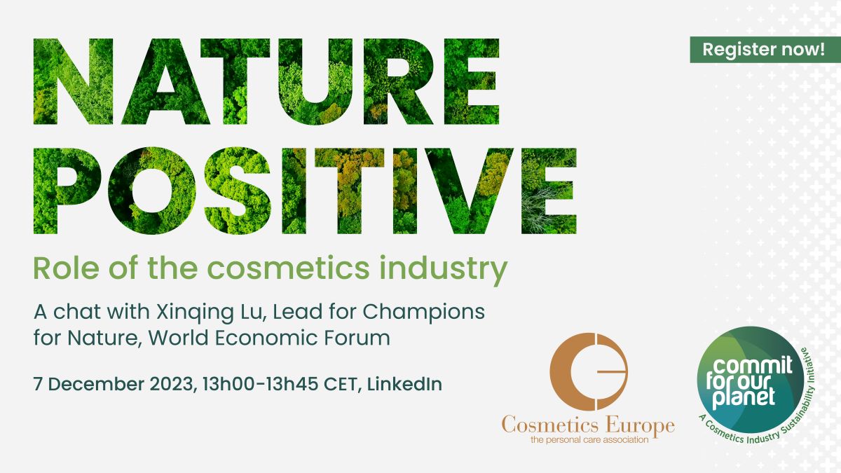 NATRUE's tweet photo. Join the @CosmeticsEur event on Dec 7 to explore how sustainable sourcing, production and changes in consumer behaviour can open new business avenues. With special insights from @Xinqing_Lu from @wef #CommitForOurPlanet https://t.co/gXhdCRBsdy