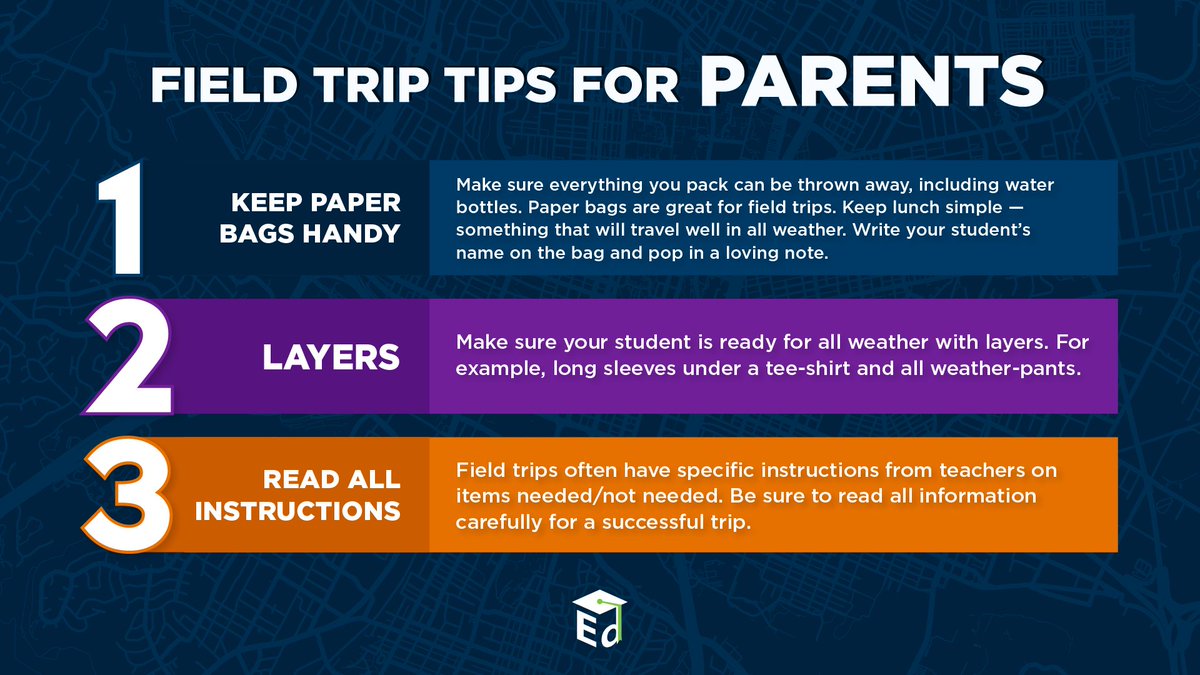 usedgov's tweet image. Parents: Before you send your kids off on a school field trip, review these tips to make the experience fun for everyone. ⬇️ #TipTuesday