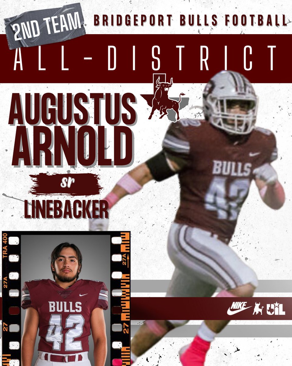 FB_Bulls's tweet photo. Congratulations to our All-District Football Bulls! These players were recognized by the opposing coaches for doing a great job in district play.
2nd Team
Augustus Arnold - Inside Linebacker
Cayden Rangel - Cornerback
#btb #buhd https://t.co/N8W8nJmwpT