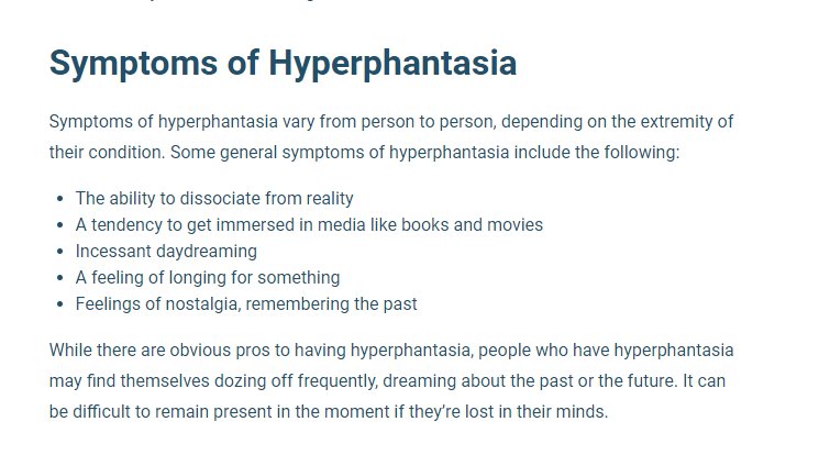 hahahah omg hyperphantasia If you look it up omg its me 😭

i can get so immersed in a book or media people can talk to me and it doesnt register. It irritates my bf