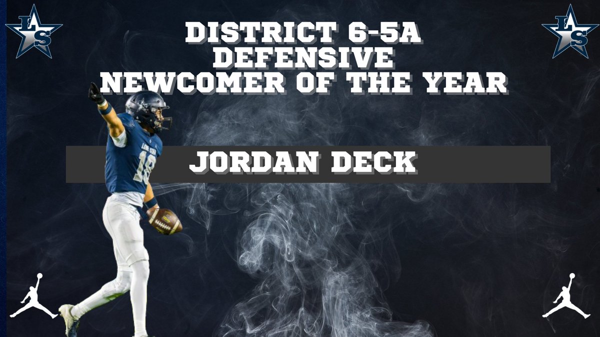 Congratulations to @Jordan_Russell8 for being named the District 6-5A Defensive Newcomer of the Year!!!