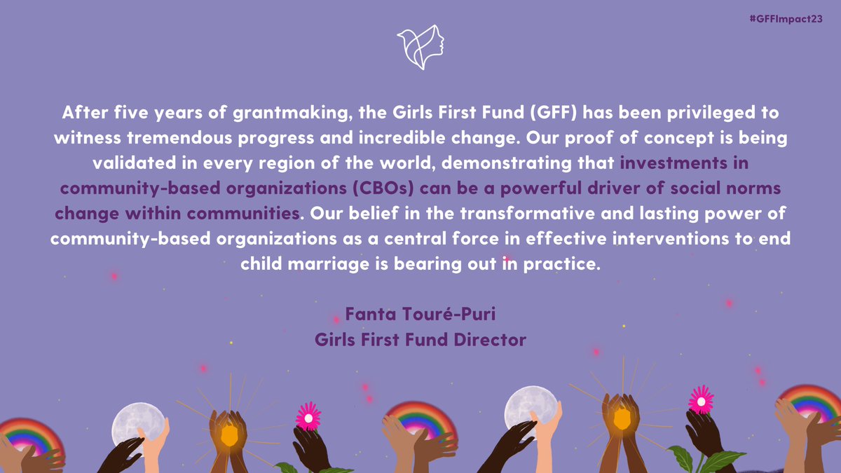 GirlsFirstFund's tweet photo. The theme for this year's #16Days commemorations reminds us that investing in community-based organizations is crucial to efforts to #EndChildMarriage. 

Through our #FundingPlus model, our partners are supported to protect girls and drive change in their communities.

#NoExcuse https://t.co/FelhOj89ZP