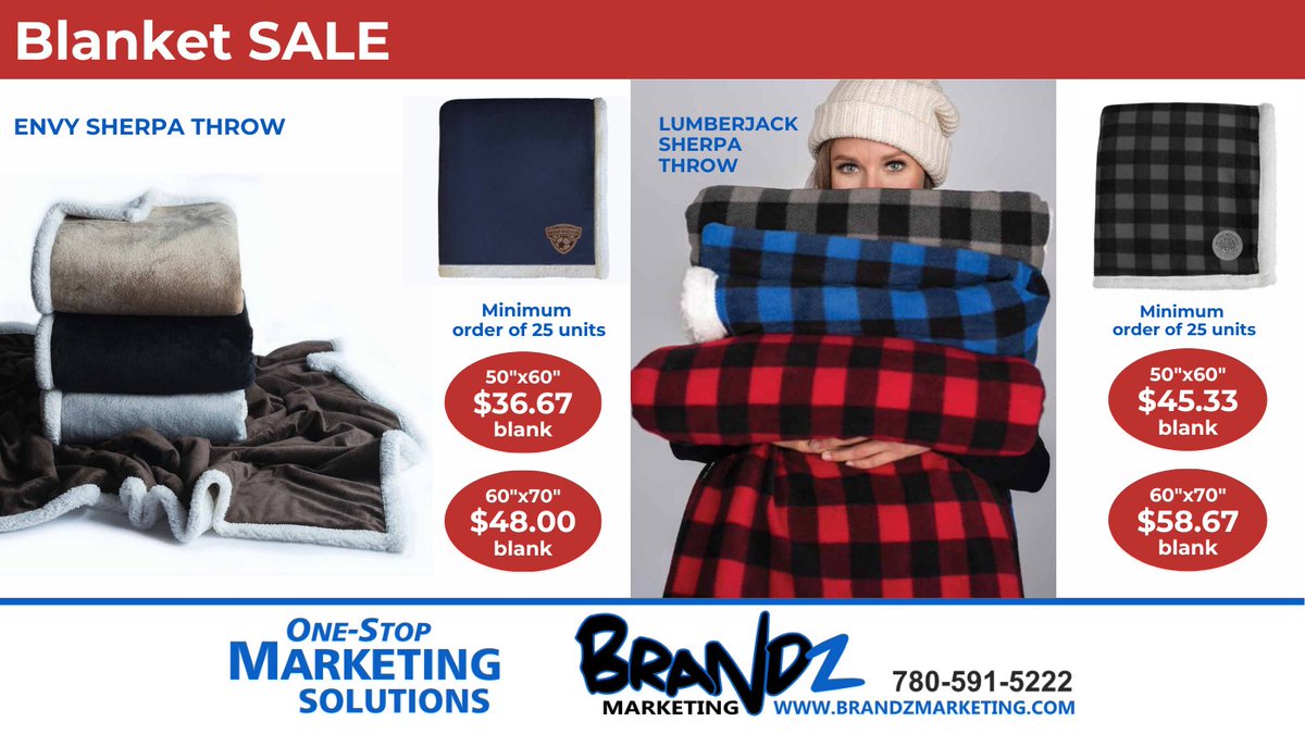 Everybody LOVES Blankets! We have a great SALE just in time for Christmas, 24 pc’s minimum. Contact our office to get a quote on decorated blankets.

#sale #blanketsale #fleeceblankets #holidaygifts #Christmasgifts #logoedgifts #thankyougifts #brandedproducts