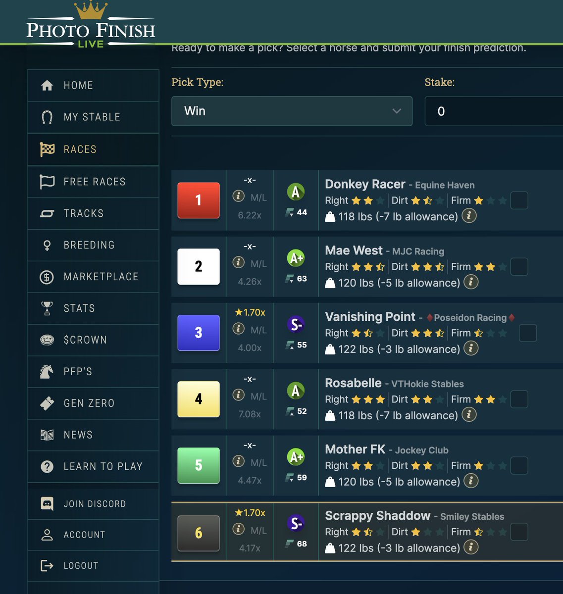 <a href="/photofinishgame/">Photo Finish™ LIVE 🌹 🐎 Virtual Horse Racing</a> <a href="/PoseidonRacing/">Poseidon Racing $CROWN $FAME</a>  
I'm starting to enjoy this again!
#grateful  Racing in 45 min
Good Luck Mate!