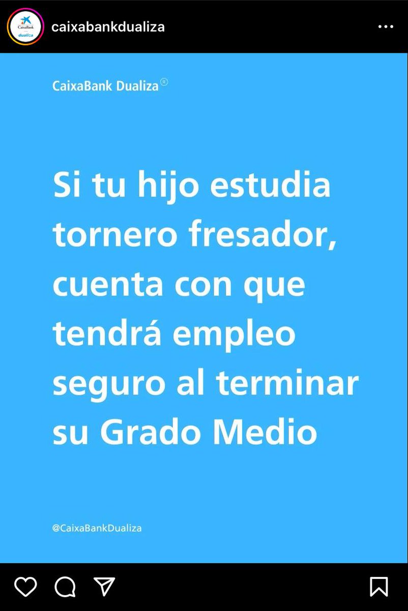 Pongamos fin a los #MITOSFP

Hoy hemos visto como los estereotipos de la #FP siguen siendo comunes en redes

Por ello hemos querido responder

Fabricación Mecánica tiene actualmente una tasa de empleabilidad de casi el 8️⃣0️⃣%

😜Una de las formaciones con más trabajo