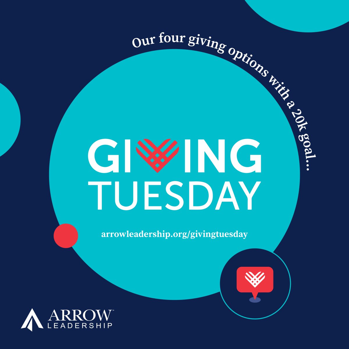 ArrowLeadership's tweet photo. This Giving Tuesday, Arrow Leadership has a goal of $20K and every contribution creates a significant impact. Your support can make a substantial difference. Consider these four giving suggestions to contribute in a way that resonates with you: https://t.co/5Pcxn6XZlJ