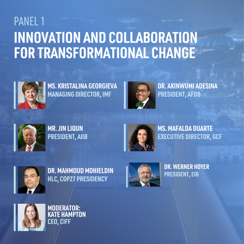 COP28_UAE's tweet photo. This flagship COP28 Presidency event will bring together heads of key international financial institutions particularly MDBs, IMF & multilateral climate funds to showcase concrete progress on the agenda of IFI reform.
*Everyone with blue zone accreditation is welcome to attend.
