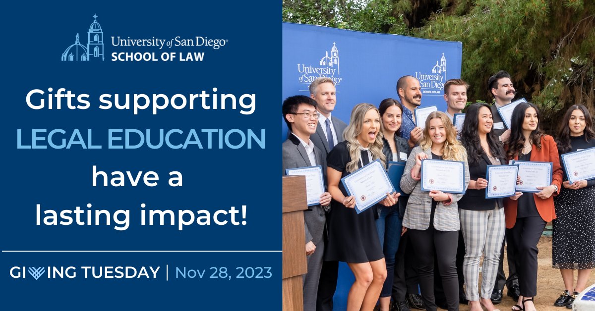 Be part of #GivingTuesday! Your gift sustains students, faculty, and programs at USD School of Law. Thank you for your support!💙 securegiving.sandiego.edu/s/1374/lg20/fo…