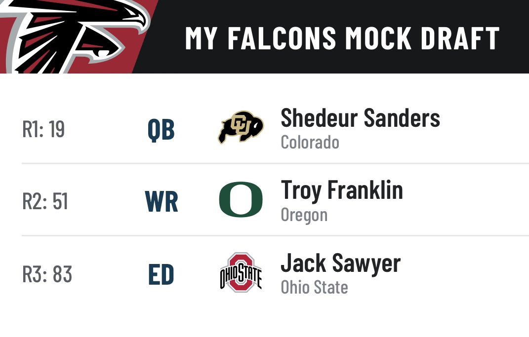US_Sportstalk's tweet photo. Die Falcons-Fraktion bekommt ebenfalls einen neuen QB und Troy Franklin rundet die damit vielleicht beste Skill-Position-Group der NFL ab + Pass Rush on Top https://t.co/5hLqzQASxM