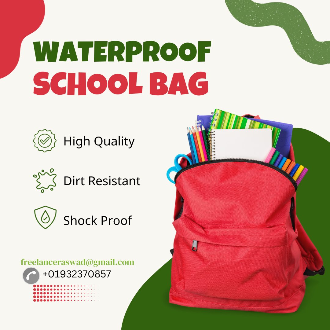 Uniquemarketor's tweet photo. Embrace school days with confidence using our #WeatherproofWonder school bags! 🎒🌧️ Stylish, durable, and water-resistant, these bags keep your essentials safe in any weather. Enjoy exclusive discounts for a limited time! #StayDryInStyle 💦🌟 https://t.co/eWq8wiAfKt