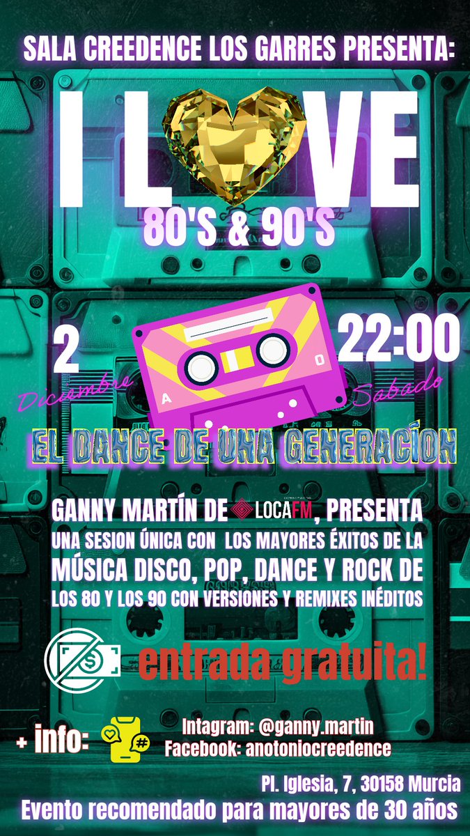 🚨Este sábado el musicón esta garantizado! #80s #90s #murcia #fiesta #dance #remember #party #FelizMartesATodos