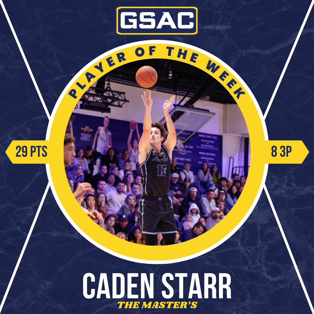 🏀 GSAC MBB Player of the Week‼️ 🏀

Caden Starr, <a href="/TMUAthletics/">Master’s Athletics</a>
