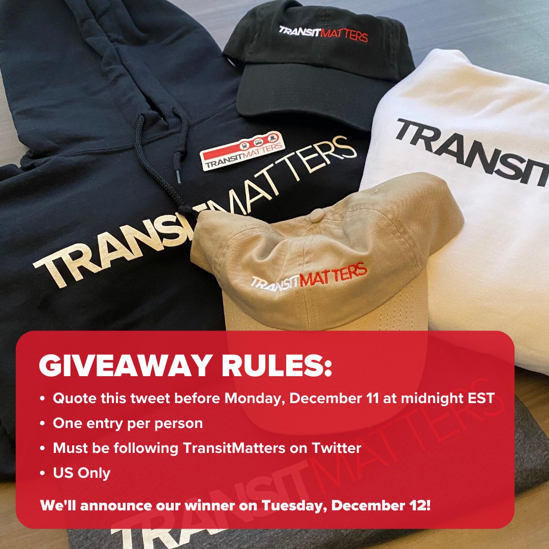 🚨 To show our appreciation for our donors, we are hosting a giveaway!  

➡️ Quote this tweet with why you've donated to TransitMatters this giving season for a chance to win some TM swag ↓ Rules in the photo (&amp; ALT text) below!