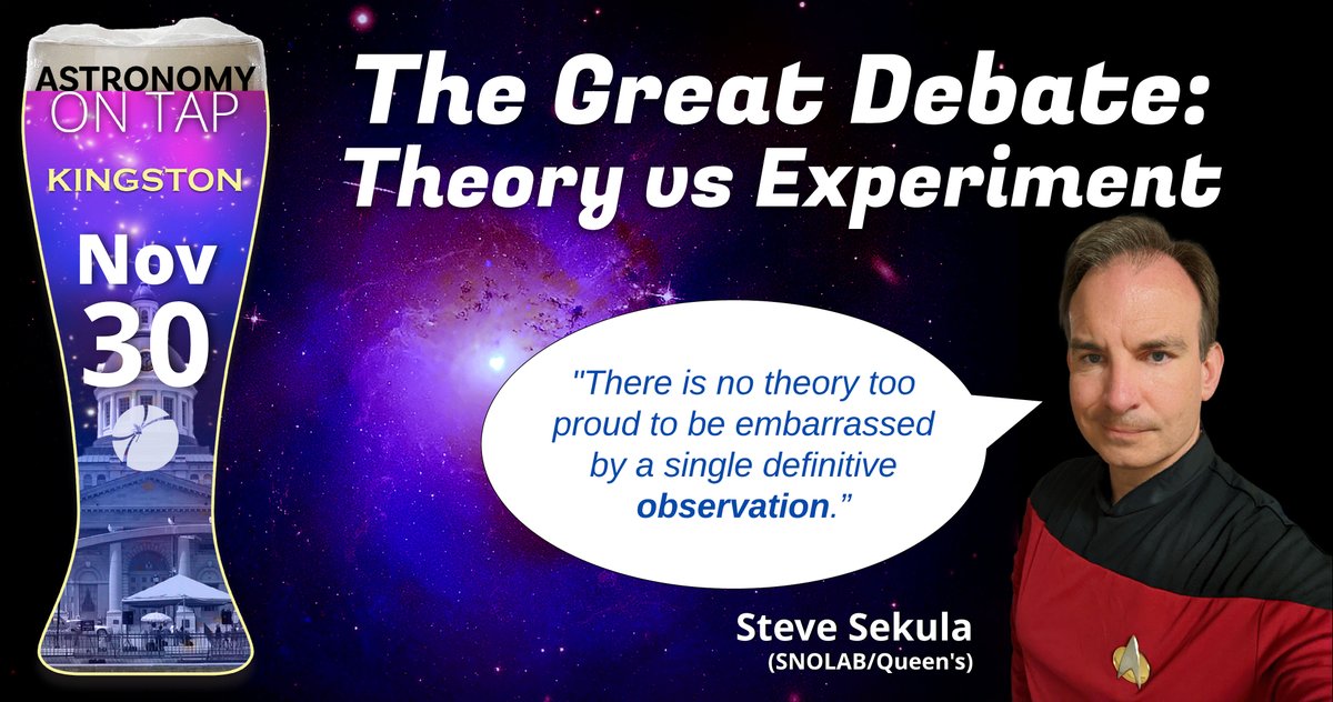 McDonald Institute (@mcdonaldinst) on Twitter photo "There is no theory too proud to be embarrassed by a single definitive observation." Join us on at the <a href="/kingstonbrewpub/">Kingston Brew Pub</a> on Thursday and hear Steve Sekula of <a href="/SNOLABscience/">SNOLAB</a> / <a href="/queensu/">Queen's University</a> take the side of Experimentation in this special Great Debate edition of <a href="/astronomyontap/">Astro On Tap HQ</a> "There is no theory too proud to be embarrassed by a single definitive observation." Join us on at the <a href="/kingstonbrewpub/">Kingston Brew Pub</a> on Thursday and hear Steve Sekula of <a href="/SNOLABscience/">SNOLAB</a> / <a href="/queensu/">Queen's University</a> take the side of Experimentation in this special Great Debate edition of <a href="/astronomyontap/">Astro On Tap HQ</a>