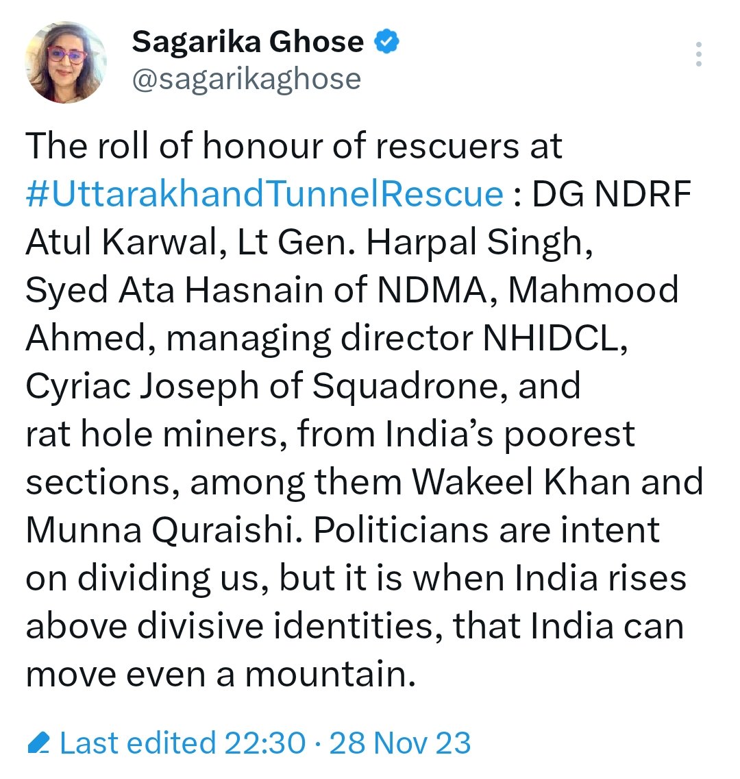 This shameless Italian bootlicker found 5-6 non Hindu names out of 2000+ & trying to show that it's non Hindus who should be credited for the success of #UttarakhandTunnelRescue.

And then these people have the audacity to say don't make everything religious.

Btw I'm surprised