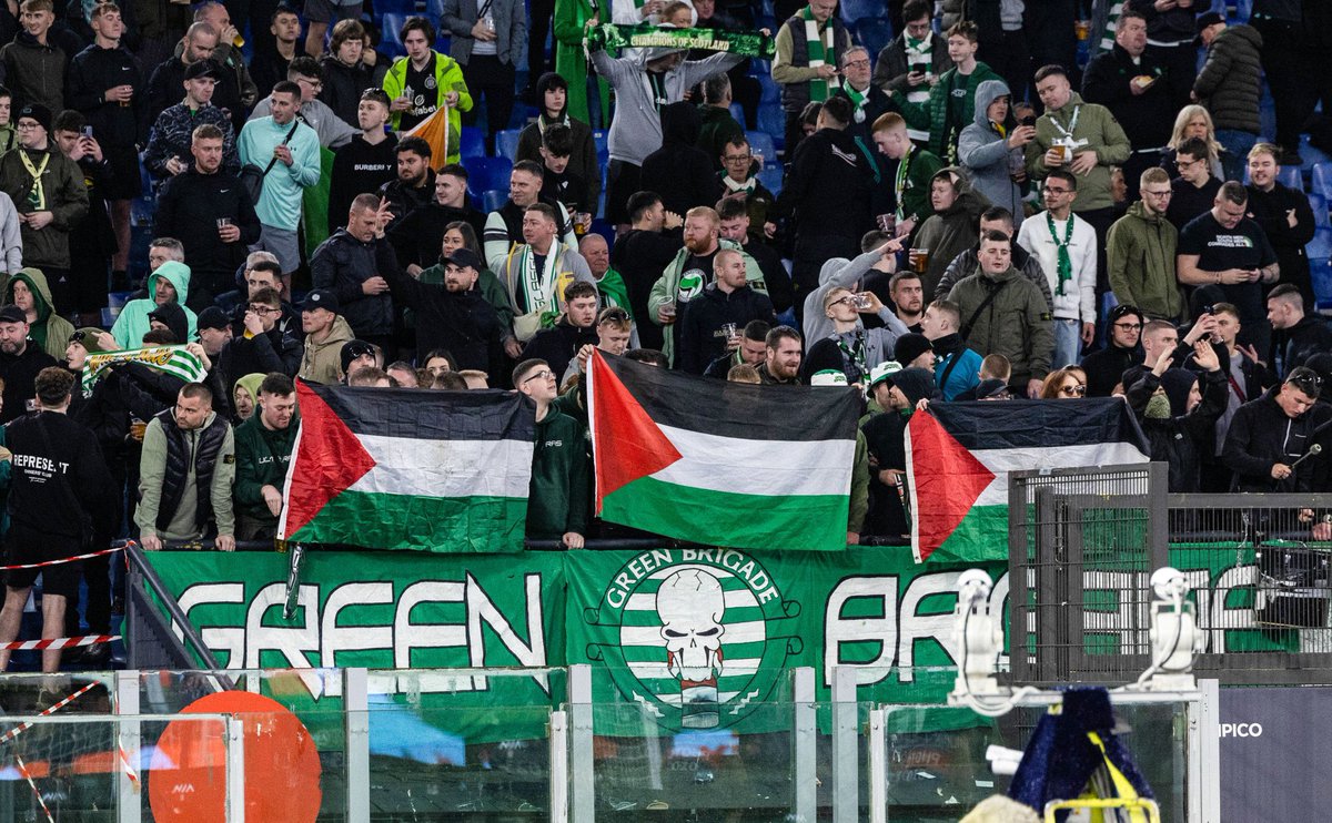 PHOTO | #GreenBrigade defy Celtic ban as ultras group represented at Lazio Champions League clash in Rome

(28.11.2023) #FreePalestine