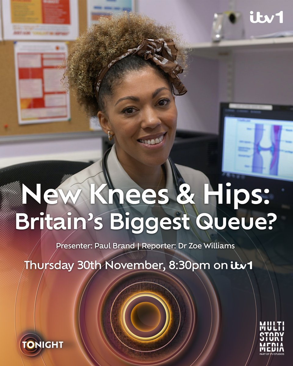 🦴🦵This Thursday, @DrZoeWilliams investigates if there are alternatives to surgery for the estimated one million people who are waiting for NHS orthopaedic treatments 🏥 New Knees & Hips: Britain's Biggest Queue? Is on ITV, Thursday 30th November at 8:30pm Use the hashtag…