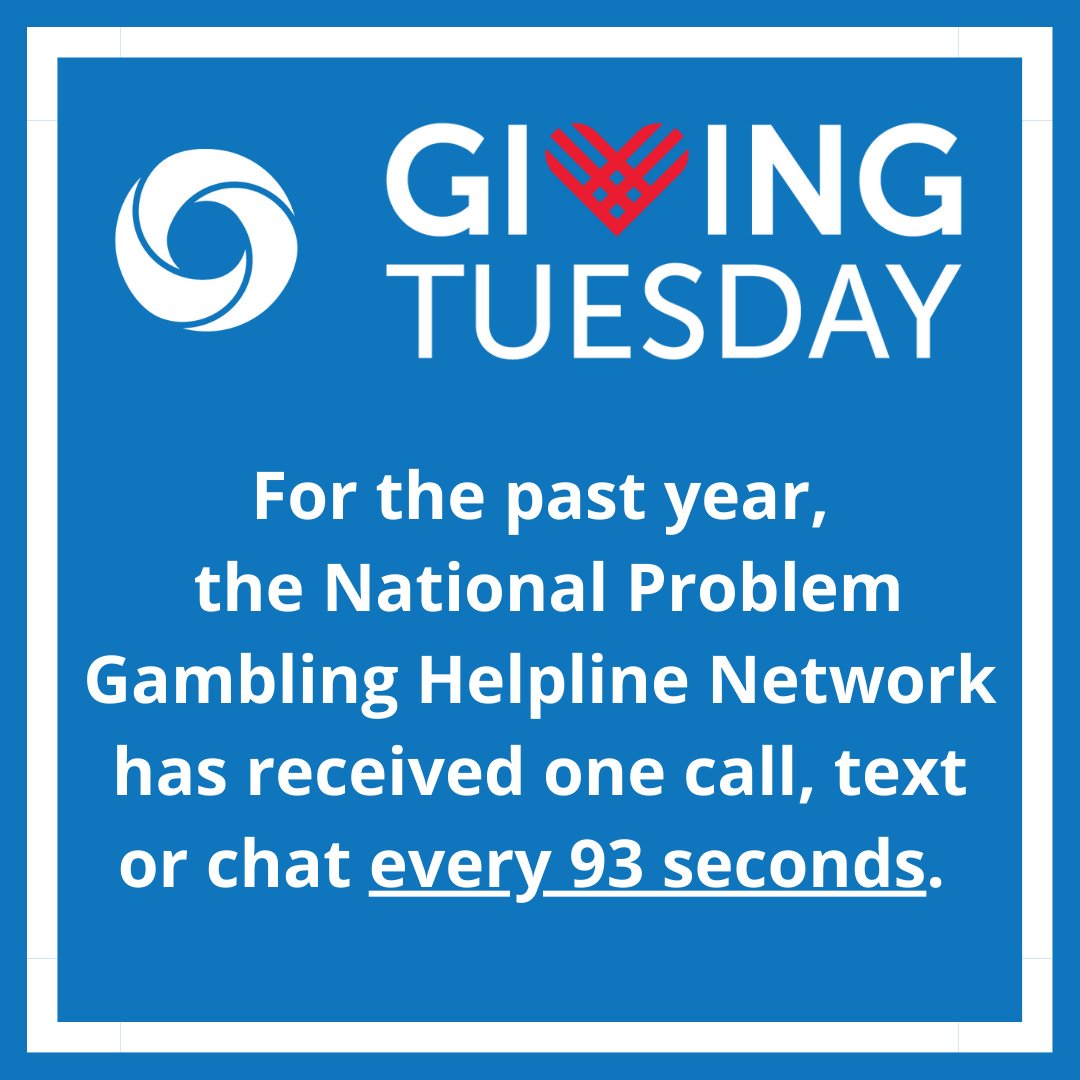 Today is #GivingTuesday! We are reaching out to our community to support the National Problem Gambling Helpline Network. The National Problem Gambling Helpline Network operates as a confidential, free resource, available 24/7/365. Give the gift of hope: NCPGambling.org/donatenow