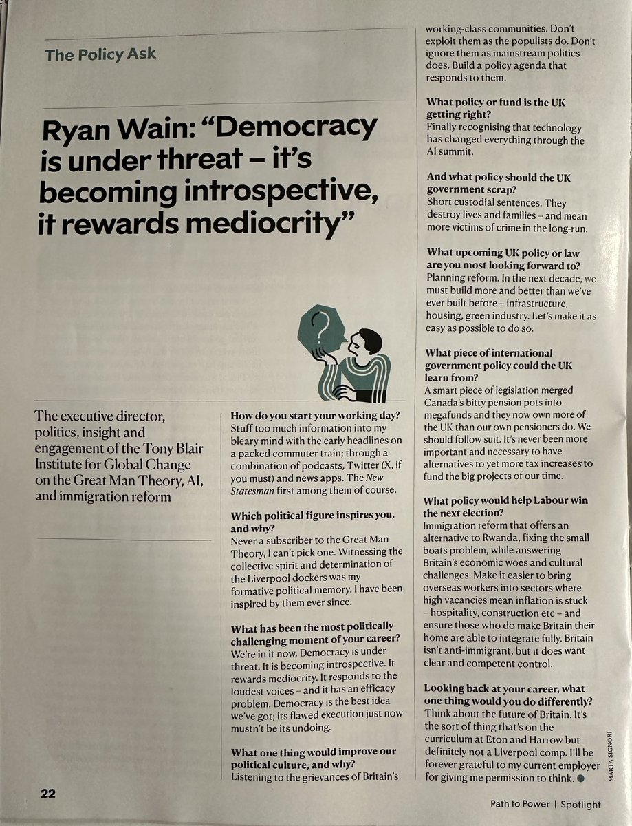 Great to speak to the @NewStatesman as part of their Path to Power series looking at Labour’s route in to government. We covered the future of democracy, Liverpool dockers, planning reform, a Merseyside education, artificial intelligence and more👇