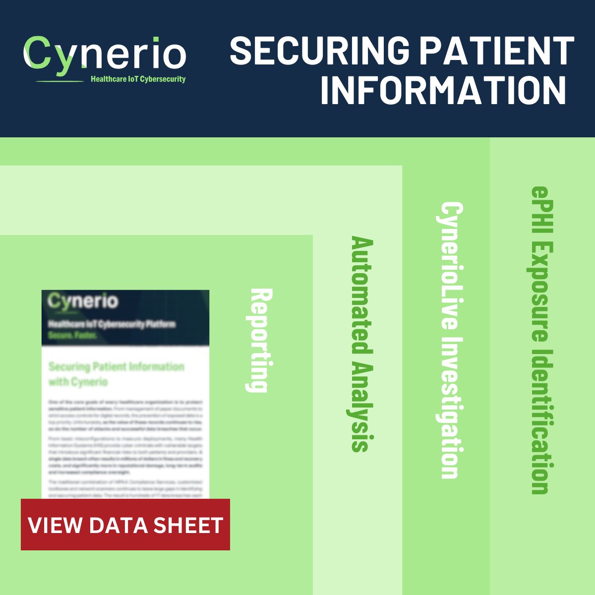 cynerio's tweet photo. In the world of healthcare, securing patient information, particularly ePHI, is paramount. Our latest data sheet at @cynerio unveils how we're dedicated to fortifying data protection. View our data sheet: https://t.co/itU8wRoIJd

#HealthcareSecurity #ePHI #DataProtection https://t.co/h7BcBXiZjA