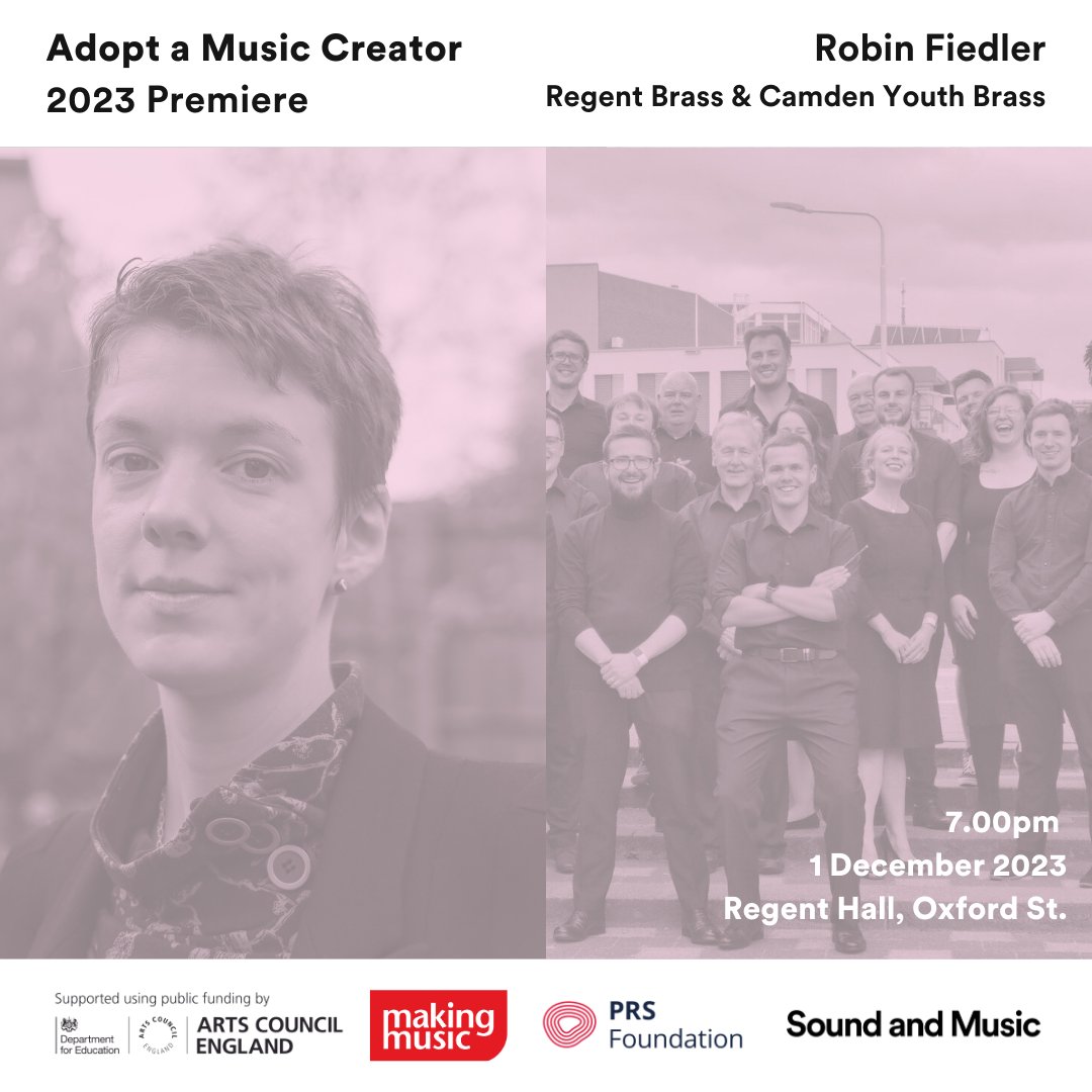 Sound and Music (@soundandmusic) on Twitter photo On 1 December, <a href="/RegentBrass/">Regent Brass</a> and @camdenmusichub Camden Youth Brass Band will premiere <a href="/CFiedler20/">RobinCFiedler</a> work ‘Castle in the Sky’ as part of the Adopt a Music Creator scheme 🏰☁️ The premiere takes place at 7 pm at Regent Hall, Oxford St. 🌟 More info 👇
ow.ly/sQvy50QbYw6 On 1 December, <a href="/RegentBrass/">Regent Brass</a> and @camdenmusichub Camden Youth Brass Band will premiere <a href="/CFiedler20/">RobinCFiedler</a> work ‘Castle in the Sky’ as part of the Adopt a Music Creator scheme 🏰☁️ The premiere takes place at 7 pm at Regent Hall, Oxford St. 🌟 More info 👇
ow.ly/sQvy50QbYw6